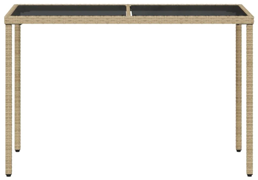 Mesa de jardim com tampo de vidro 115x54x74 cm vime PE bege