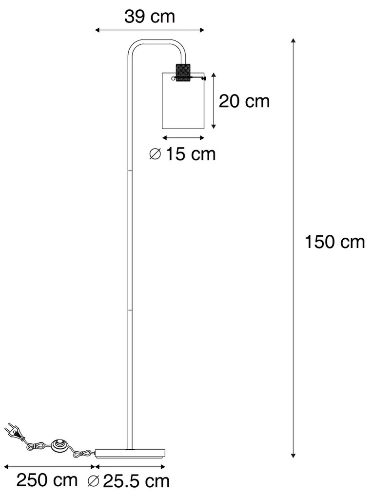 Candeeiro de pé de design bronze com vidro transparente - Domo Moderno