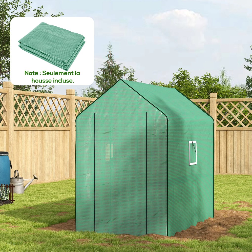 Lona de substituição para estufa de jardim (NÃO INCLUIDA) 140 x 213 x 190 cm com janela e porta anti-UV para o jardim Verde
