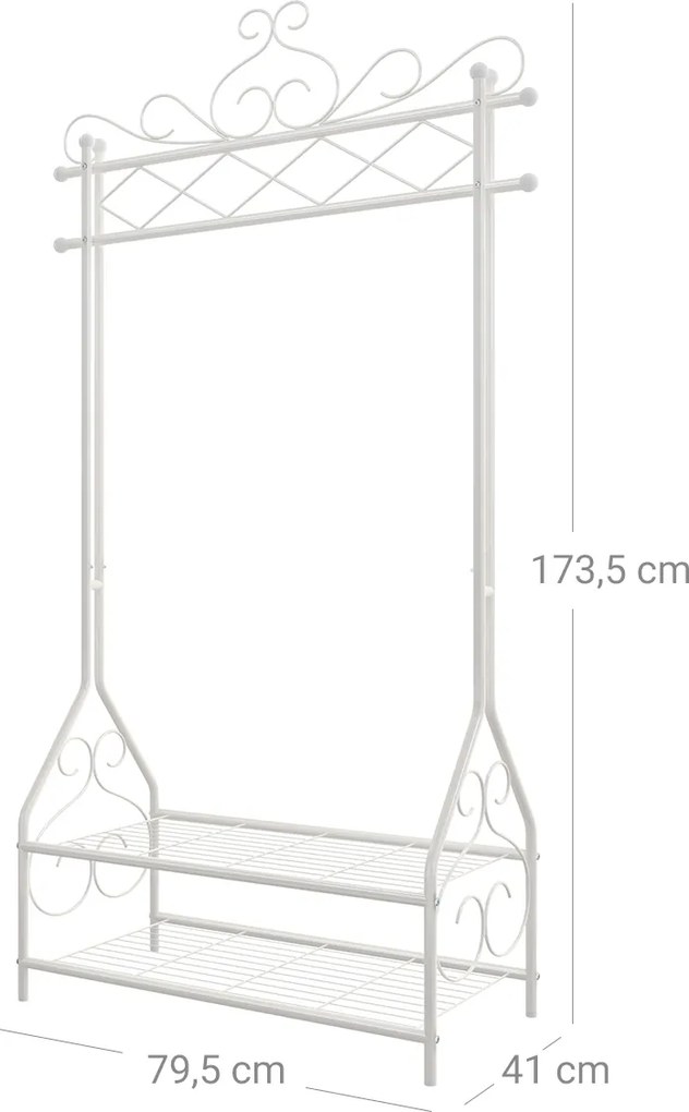 Cabide Guarda Roupa vintage com sapateira 92 x 173 x 41 cm bege