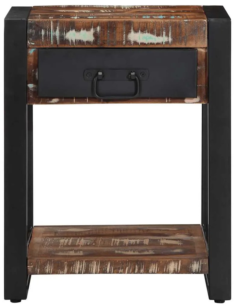 Mesa lateral multicor 40x40x50 cm madeira maciça recuperada
