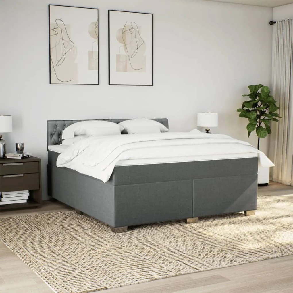 Cama com molas/colchão 180x200 cm tecido cinzento-escuro