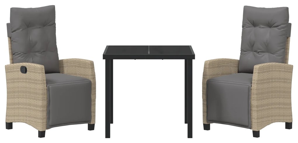 Conjunto de Jantar de Jardim 3 Peças Bege Rattan PE