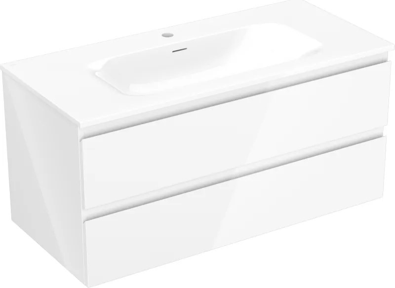 Mexen Orio armário de casa de banho 100 cm com lavatório Vela, 2 gavetas, branco brilho - 91A10-10047-2-BFF00-W23M00