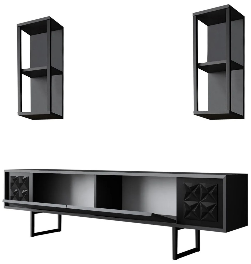 Conjunto de Mobiliário de Sala – Black Line Set – Antracite e Preto