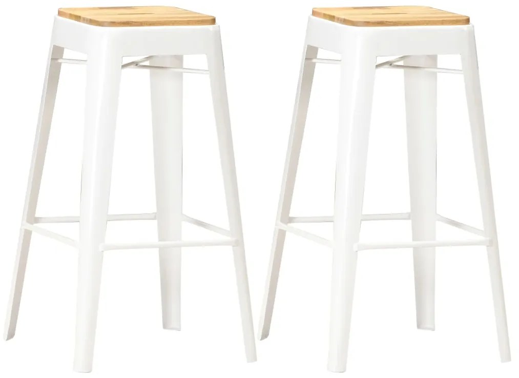 vidaXL Bancos de bar 2 pcs madeira de mangueira maciça branco