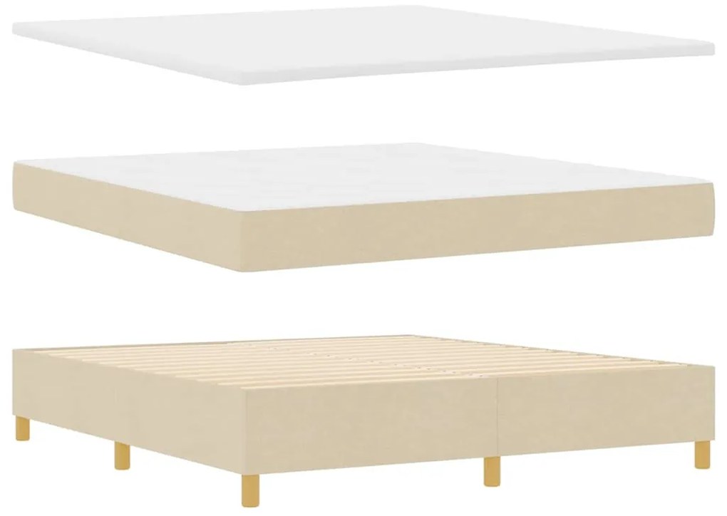 vidaXL Cama com Estrado e Colchão Creme 180x200 cm Tecido