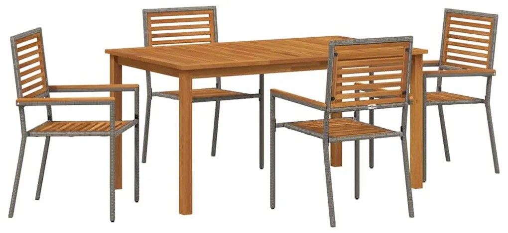 Conjunto de Jantar de Jardim 5 pcs Cinzeto 150 x 90 x 74 cm