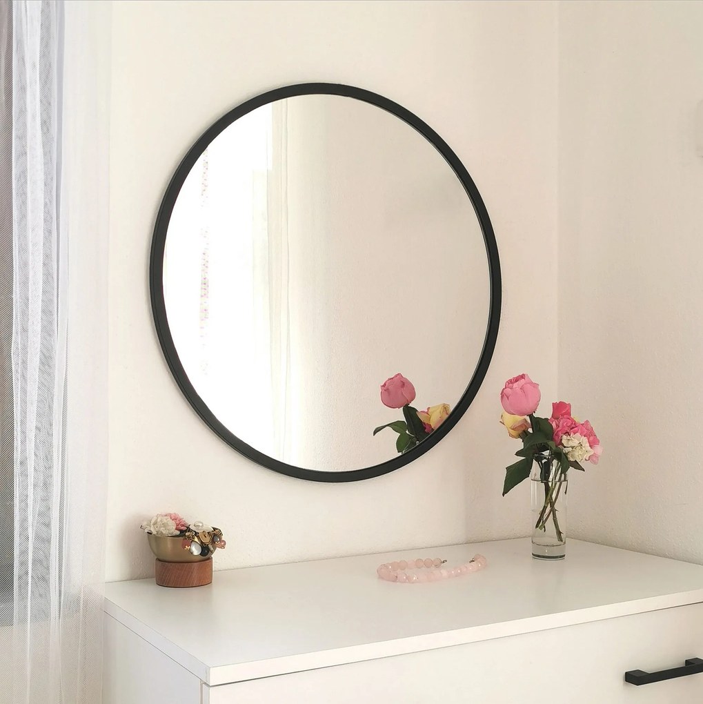 Espelho Siyah Metal – Preto – 60x60 cm