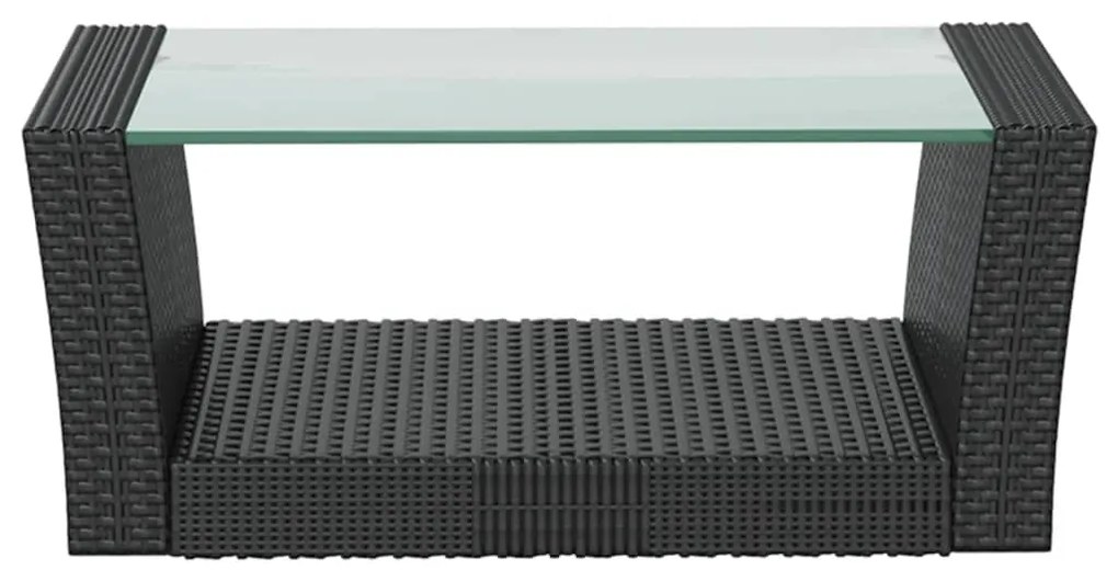 8 pcs conjunto lounge de jardim c/ almofadões vime PE preto