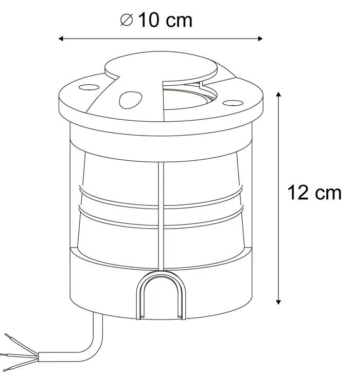 Foco de chão moderno preto GU10 50mm efeito de 2 luzes IP65/IP67 - Cellar Moderno