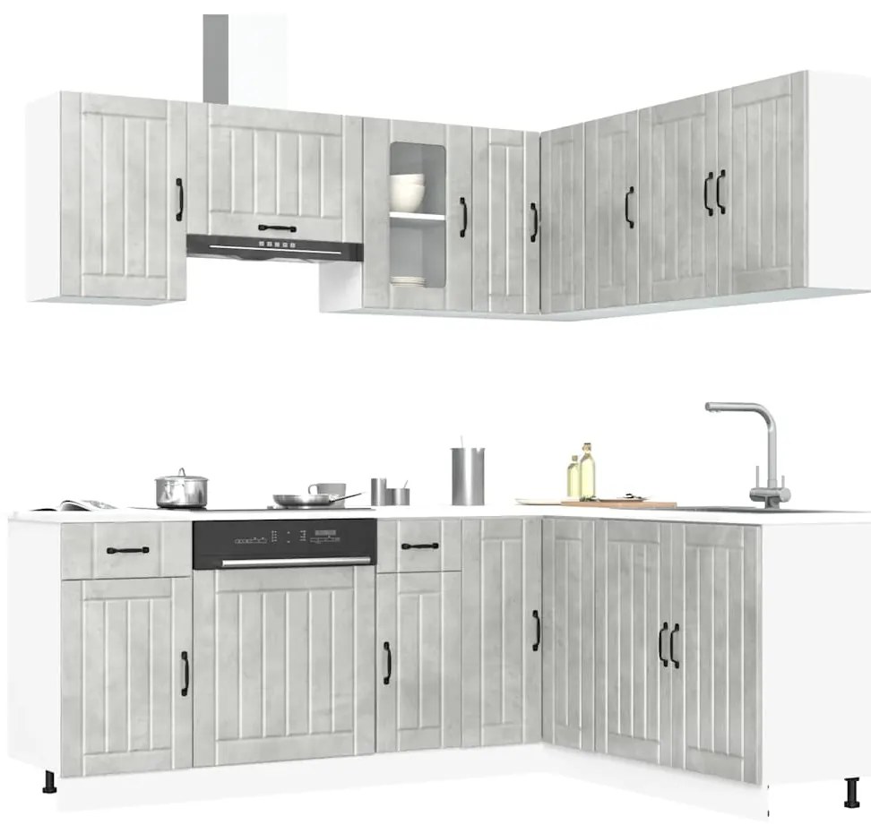 11 peças armário de cozinha conjunto Lucca concreto cinza