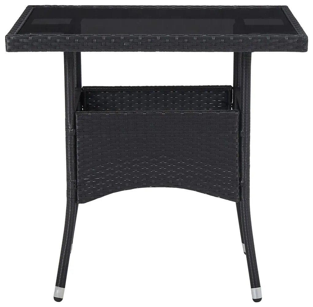 5 pcs conjunto jantar p/ exterior vime PE e vidro preto
