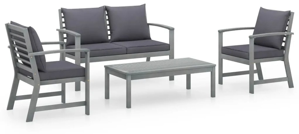 vidaXL 4 pcs conj. lounge jardim c/ almofadões madeira acácia maciça
