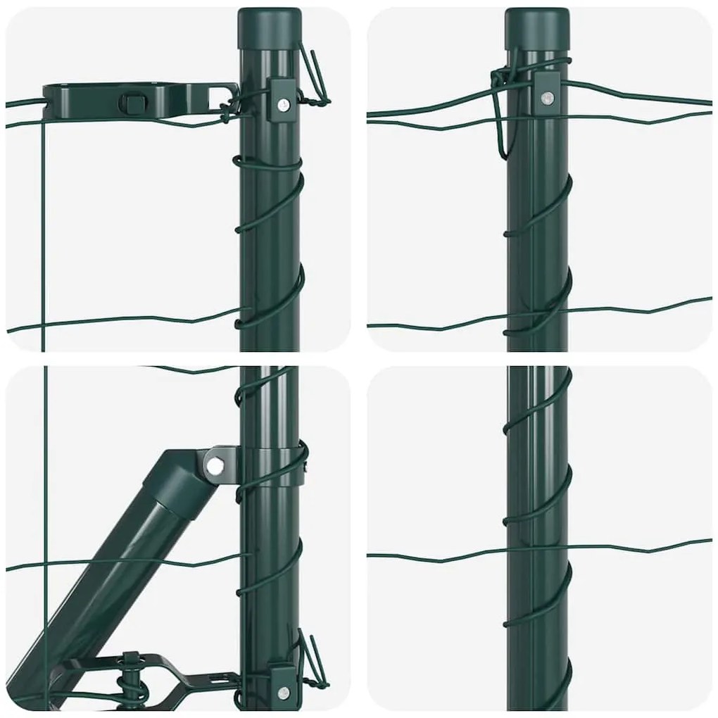 Cerca Euro com 13 postes e espeto, 0,8 x 25m, em aço galvanizado verde