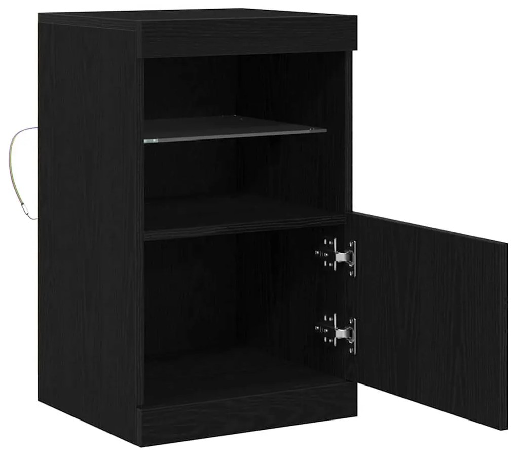 Buffet vidaXL com Luzes LED Carvalho Preto 41x37x67 cm