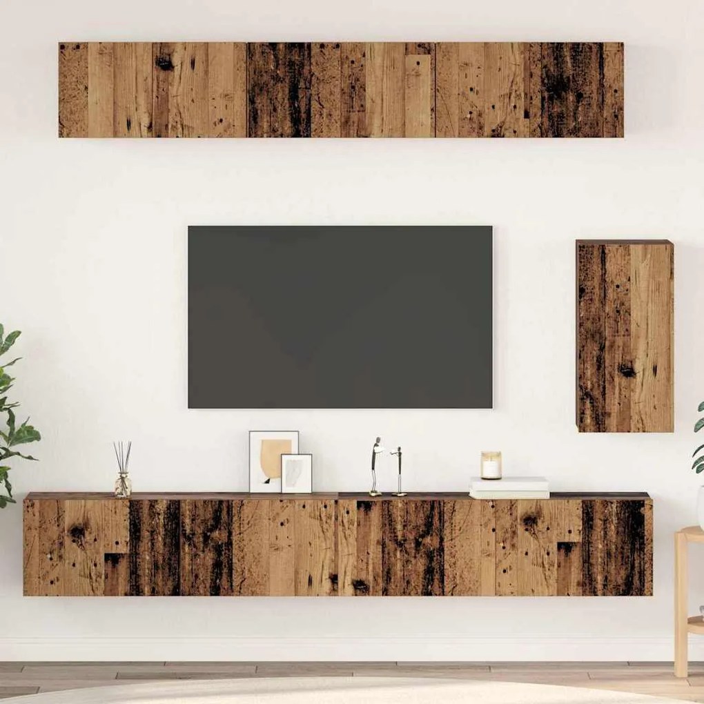 Conjunto de móvel de TV 6 pcs Madeira antiga Standard Médio
