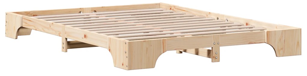 Estrutura de Cama Natural Madeira de Pinho Sólido 140 x 200 cm