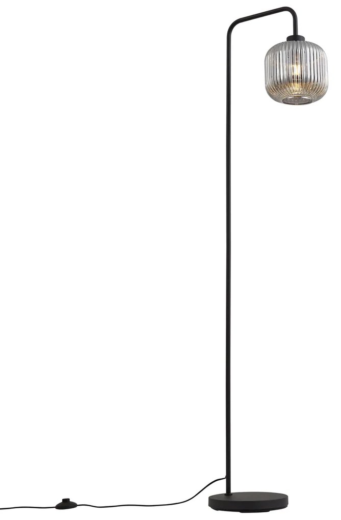 Candeeiro de pé de design preto com vidro fumado - Ana Design