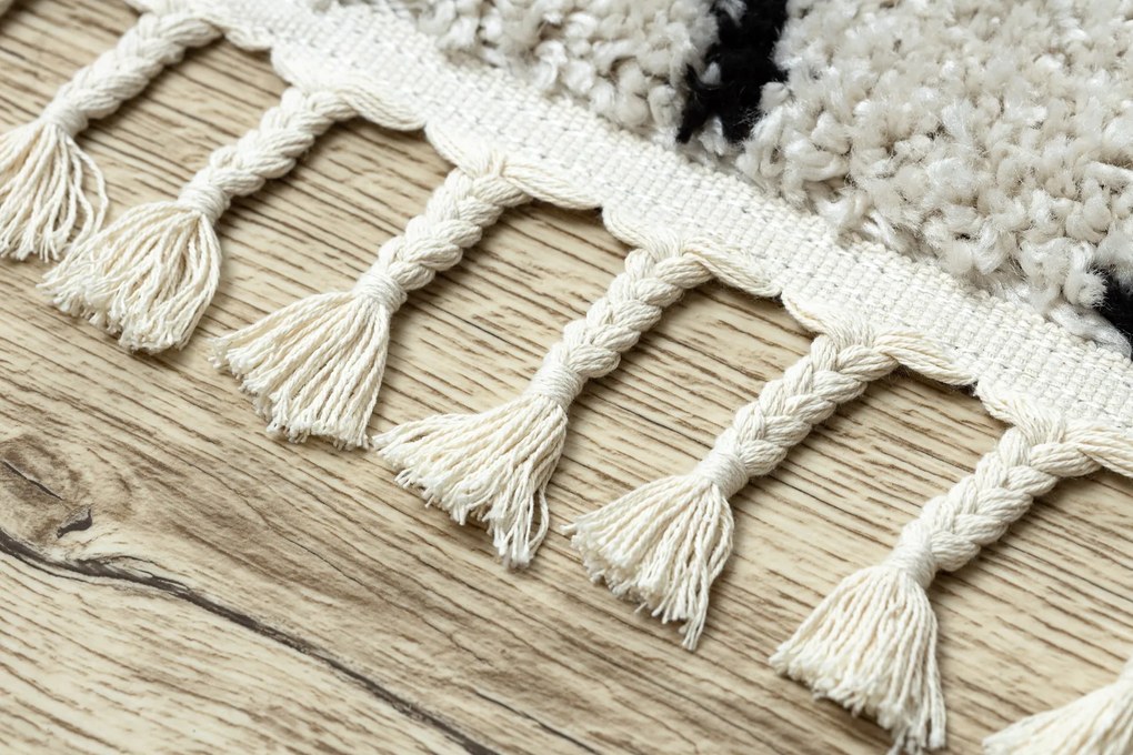 Tapete BERBER TETUAN B751 ziguezague creme Franjas berbere marroquino shaggy