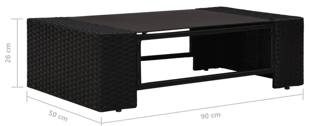 6 pcs conjunto lounge de jardim c/ almofadões vime PE preto
