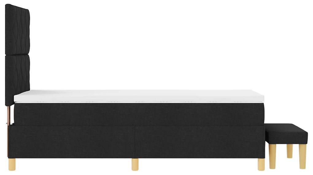 Cama com Estrado e Banco Preto 90x200 cm Tecido