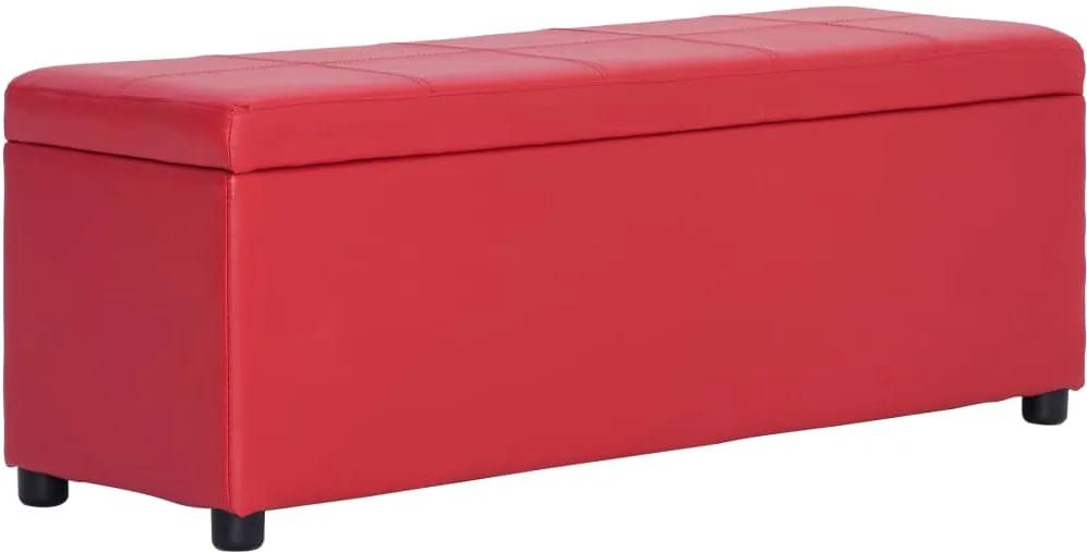Banco c/ comp. arrumação 116 cm couro artificial vermelho