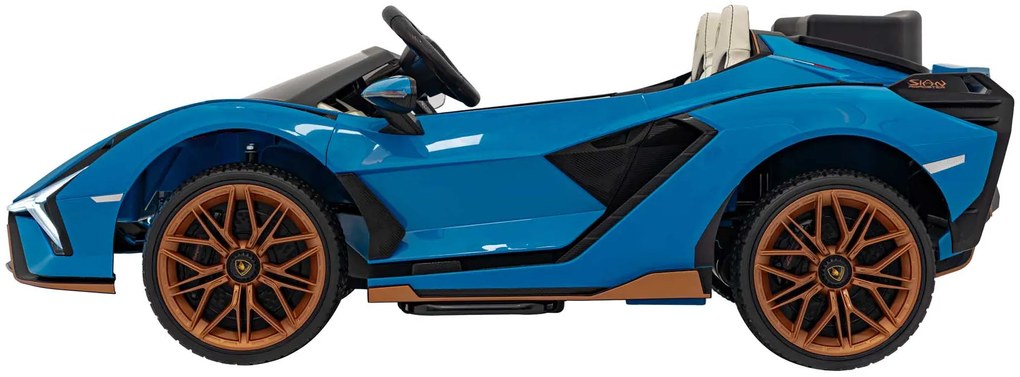 Carro elétrico para Crianças 2 Lugares Lamborghini SIAN 24V 4x4 Rodas Espuma EVA, Assento couro ecológico Azul
