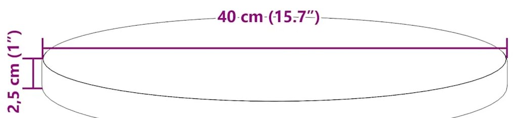 Tampo de mesa pinho maciço Ø40x2,5 cm branco