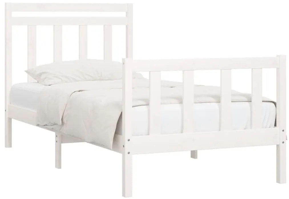 Estrutura de cama 100x200 cm pinho maciço branco