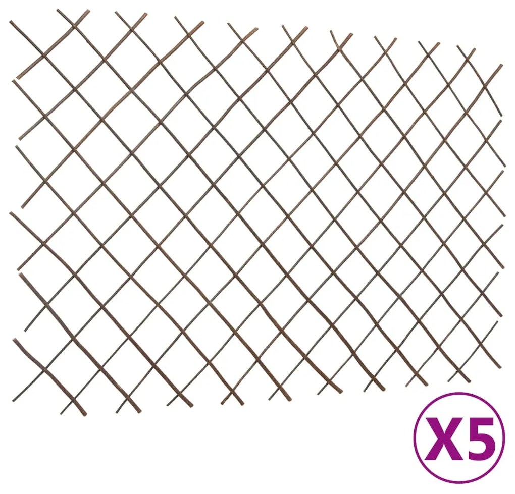 147760 vidaXL Cercas em treliça salgueiro 5 pcs 180x120 cm