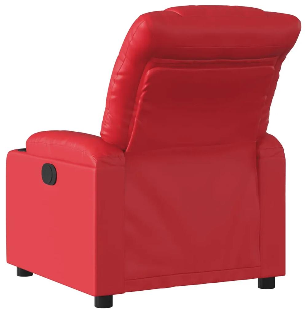 Poltrona reclinável couro artificial vermelho
