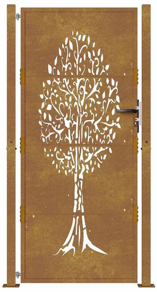 Portão de jardim 105x180 cm aço corten design árvore