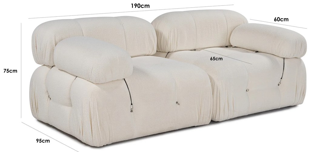 Sofá de 2 Lugares Bubble – Creme – 190 cm x 95 cm x 75 cm