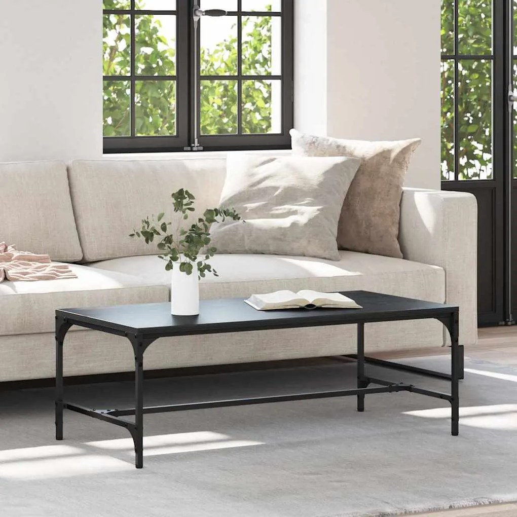 vidaXL Mesa de centro Carvalho Preto 100 x 50 x 35 cm