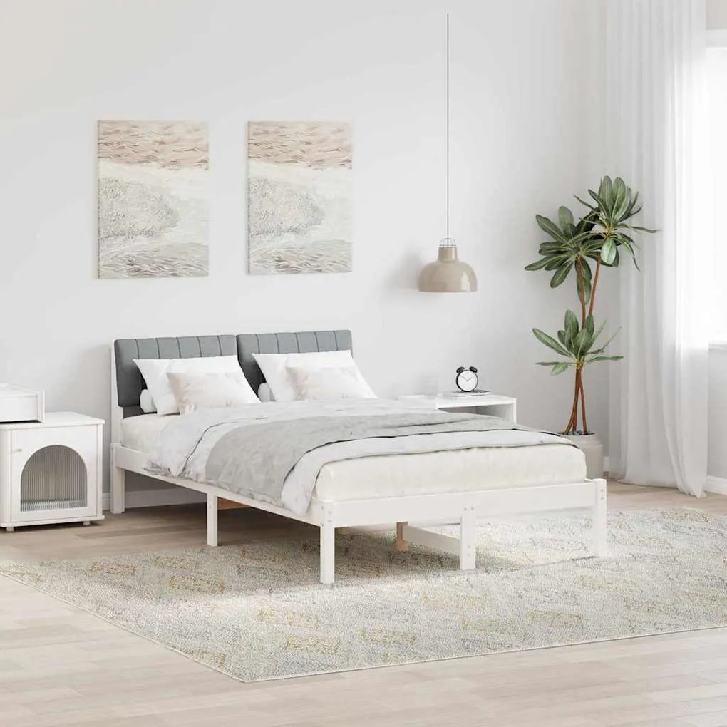 vidaXL Estrutura da cama Branco e cinza claro 120 x 190 cm