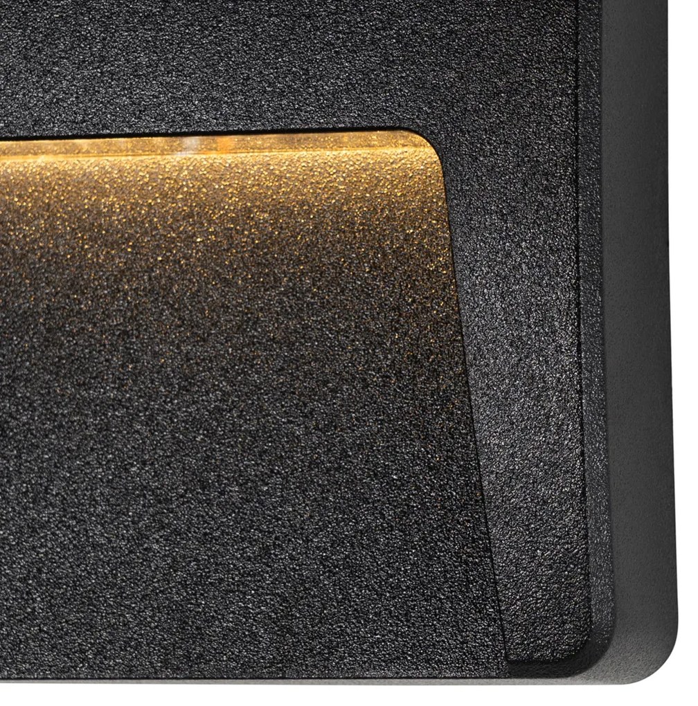 Conjunto de 6 candeeiros de parede exteriores quadrados pretos com LED IP65 - Gem