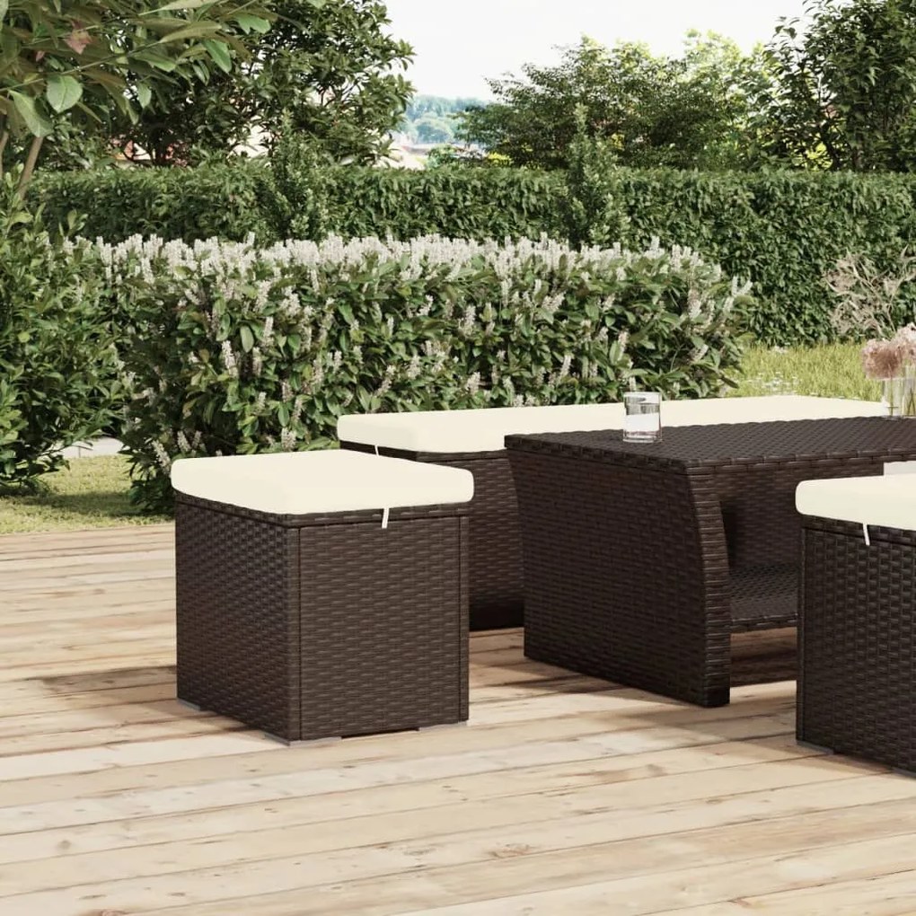 vidaXL Otomana com almofadão 40x30x40 cm vime PE castanho