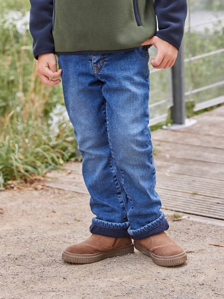 Jeans forrados em malha polar, para menino stone