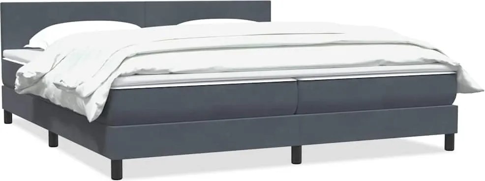 vidaXL Cama com molas/colchão 200x220 cm veludo cinzento-escuro