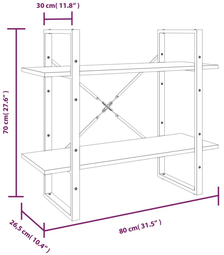 Estante 5 prat. 80x30x175 cm derivados madeira cinzento sonoma