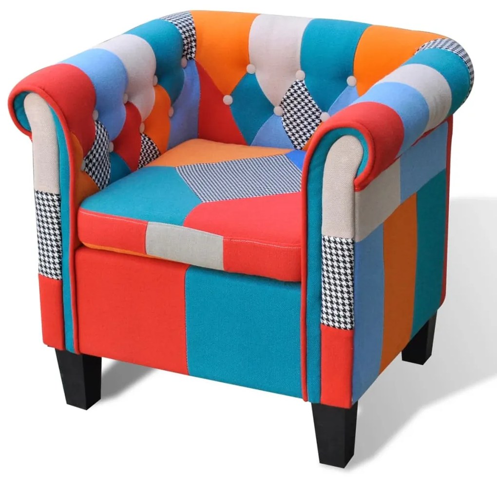 241027 vidaXL Poltrona de tecido com design de retalhos