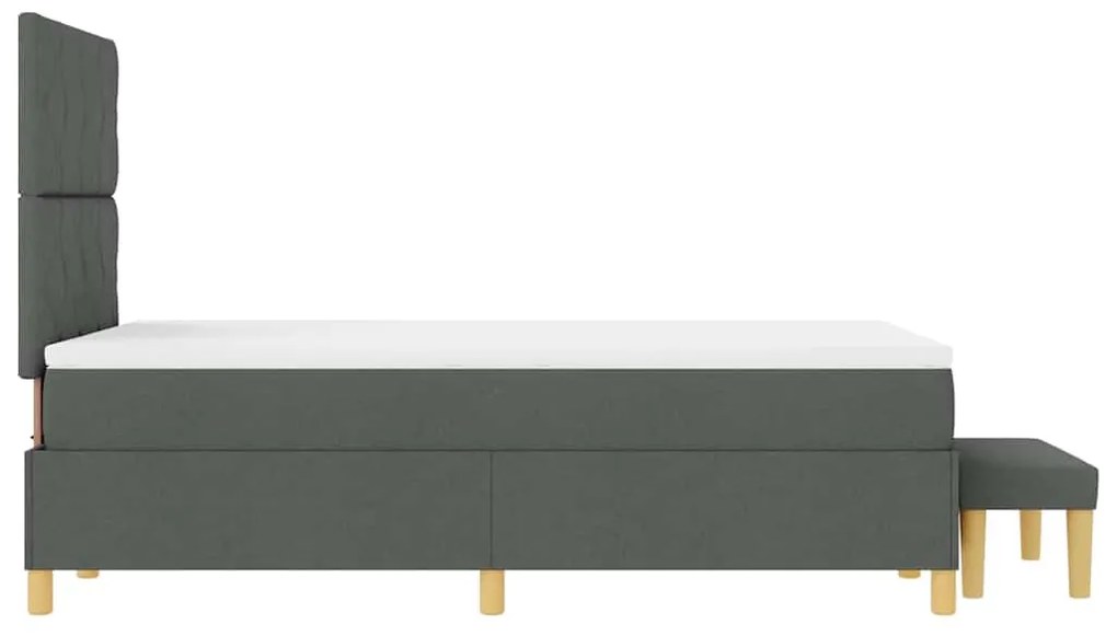 Cama Box com Colchão e Banco Cinza Escuro 120x190 cm Tecido