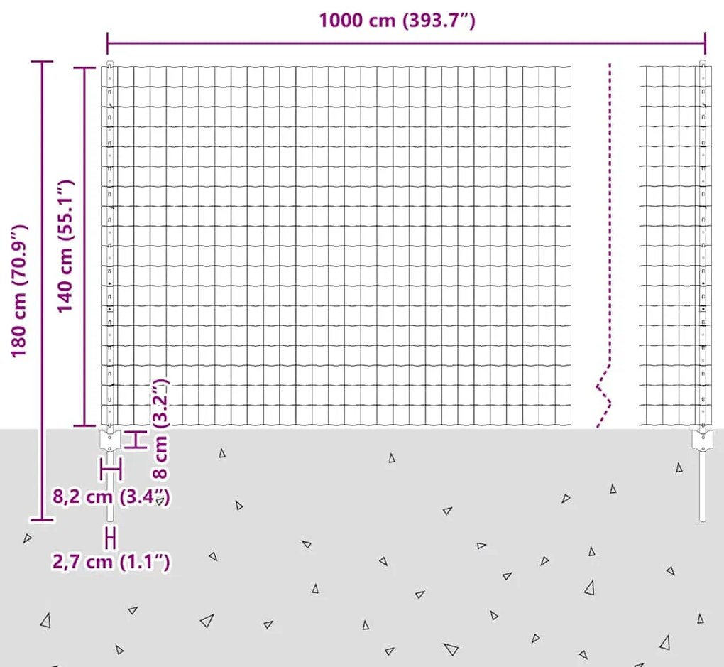 Cerca Euro com 10 Postes Cinza 1,4x10 m Aço