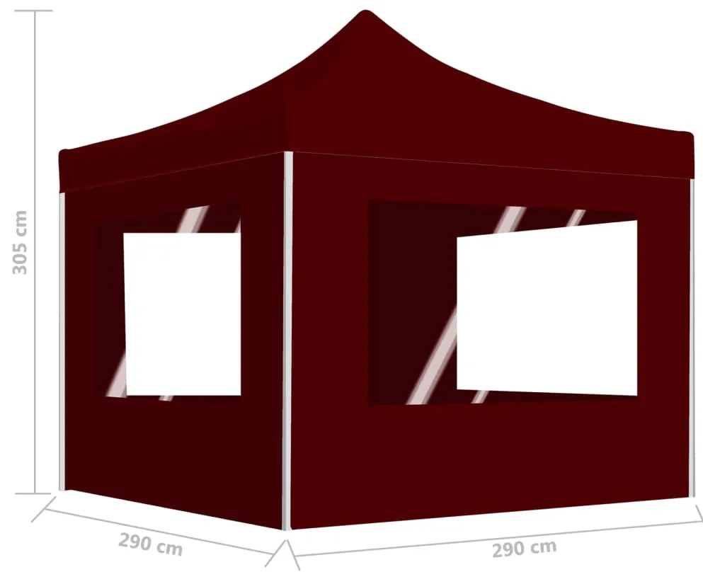 Tenda dobrável prof. c/ paredes alumínio 3x3m vermelho tinto