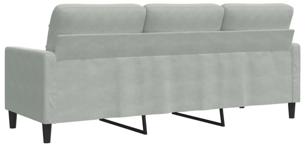 Sofá de 3 lugares 180 cm veludo cinzento-claro