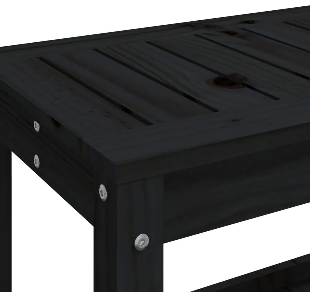 Banco de jardim 108x35x45 cm madeira de pinho maciça preto