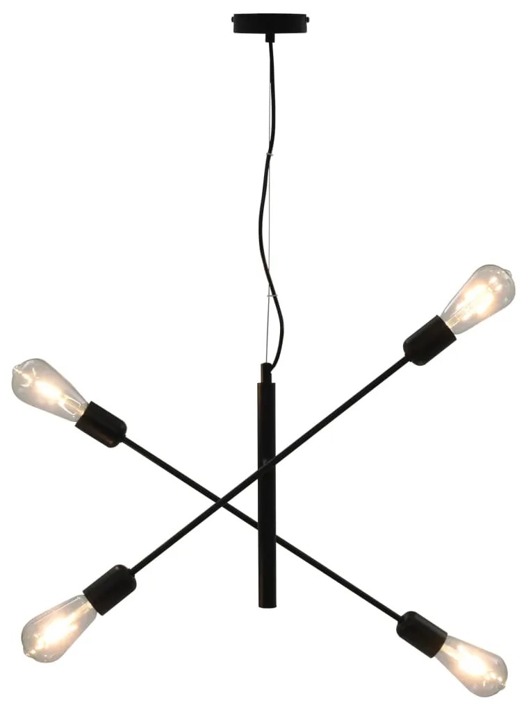 Candeeiro teto c/ lâmpadas incandescência 2 W preto E27