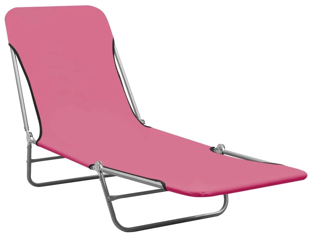 Espreguiçadeiras dobráveis 2 pcs aço e tecido rosa