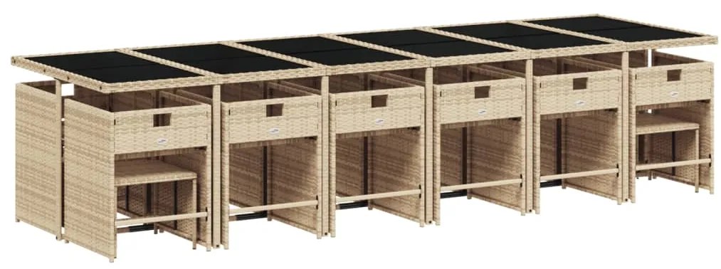 11 pcs conj. jantar jardim c/ almofadões vime PE bege misturado